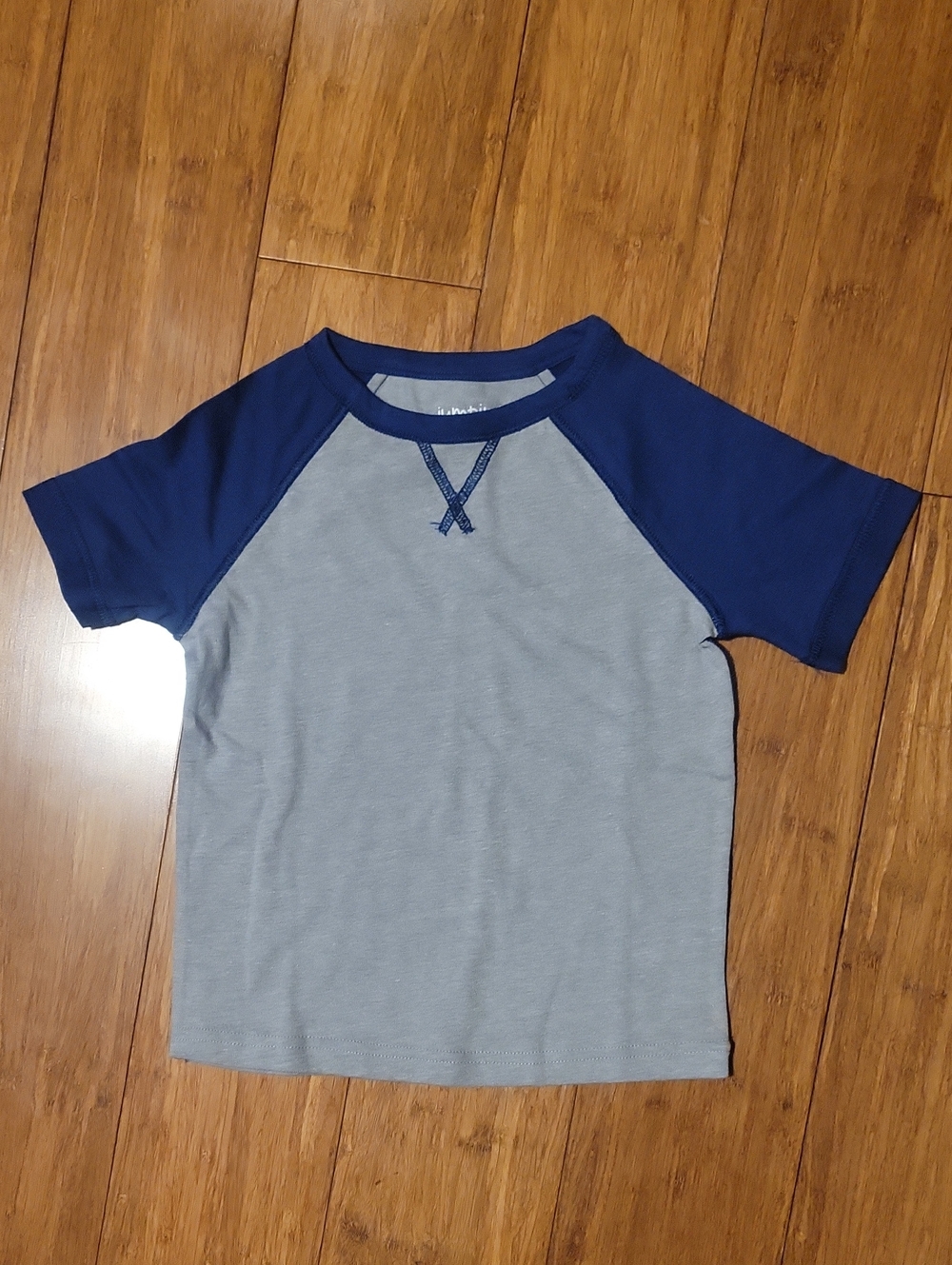 jumping beans Light Gray and Navy Raglan Short Sleeve Tee
